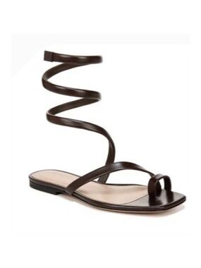 Veronica Beard Allura ankle-wrap sandal in brown leather size 6 1/2.